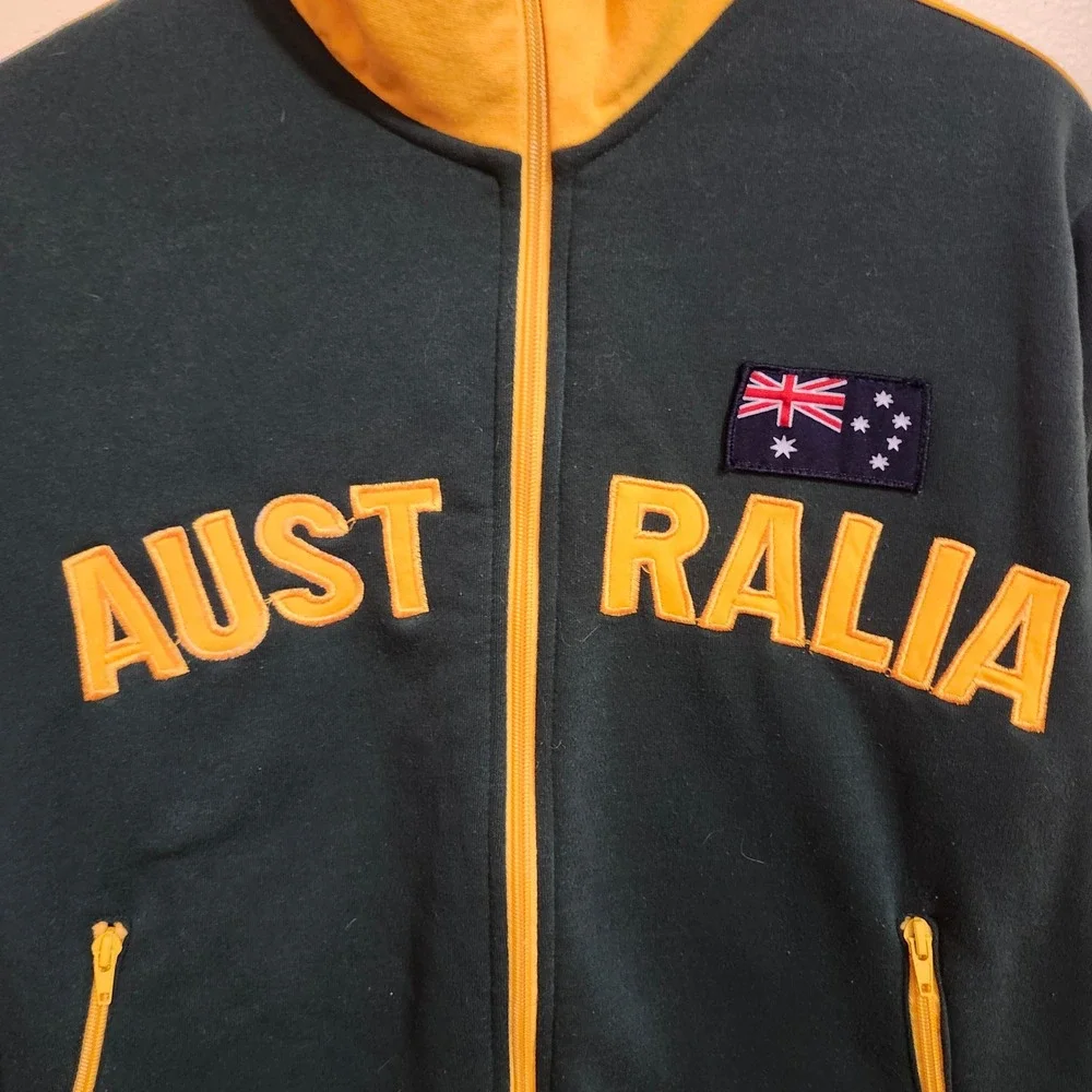 Mr. Kangaroo Australia Full Zip Fleece Jacket Unisex Small Green Yellow Souvenir